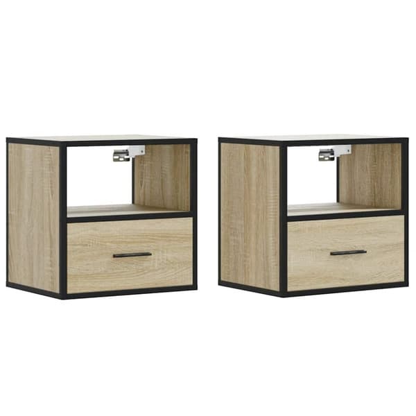 vidaXL væghængte sengeborde 2 stk. 40x31x39,5 cm sonoma-eg