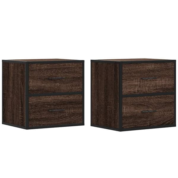 vidaXL væghængte sengeborde 2 stk. 40x31x39,5 cm brun egetræsfarve