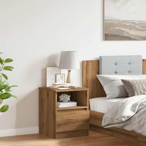 vidaXL Nattbord artisan eik 40x40x50 cm konstruert tre