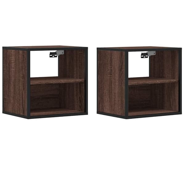 vidaXL Veggmonterte nattbord 2 stk brun eik 40x31x39,5 cm