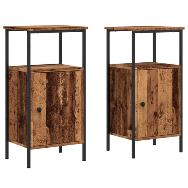 vidaXL sengeborde 2 stk. 41x31x80 cm konstrueret træ antikt trælook