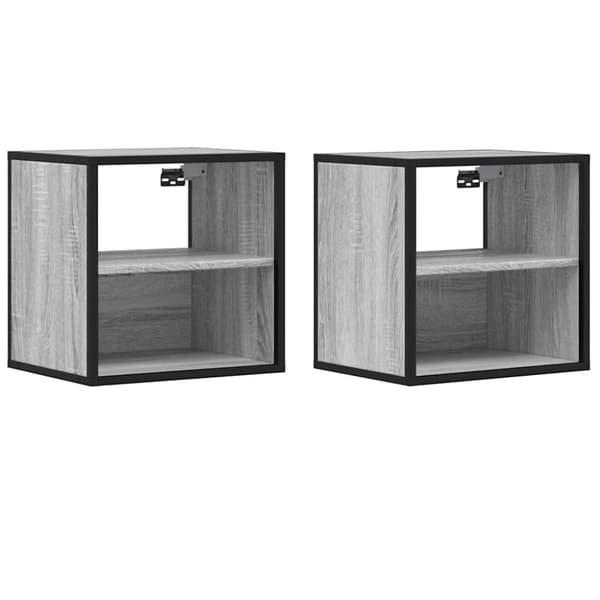 vidaXL Veggmonterte nattbord 2 stk grå sonoma 40x31x39,5 cm