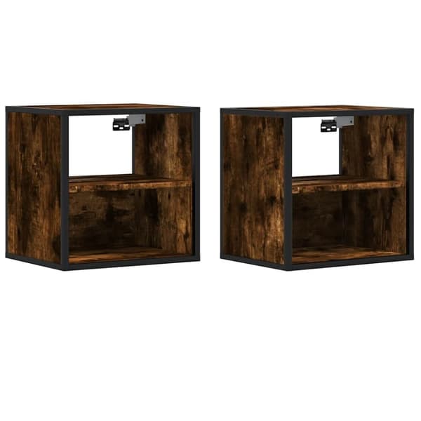 vidaXL Veggmonterte nattbord 2 stk røkt eik 40x31x39,5 cm