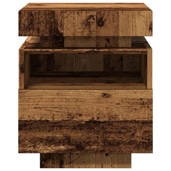 vidaXL sengebord med LED-lys 40x39x48,5 cm antikt træ