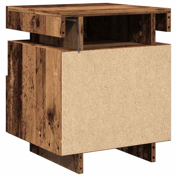 vidaXL sengebord med LED-lys 40x39x48,5 cm antikt træ