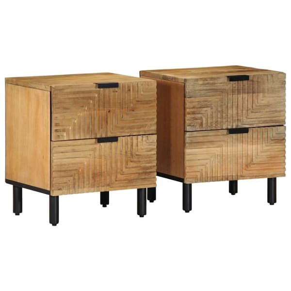 vidaXL Nattbord 2 stk brun 40x33x46 cm heltre mango