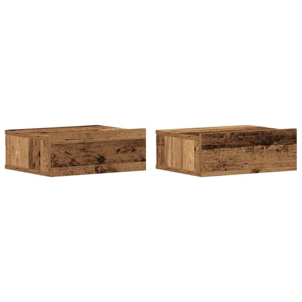 vidaXL Flytende nattbord 2 stk gammelt tre 40x32x15 cm konstruert tre