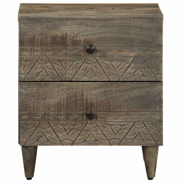 vidaXL Nattbord lysegrå 40x33x46 cm heltre mango