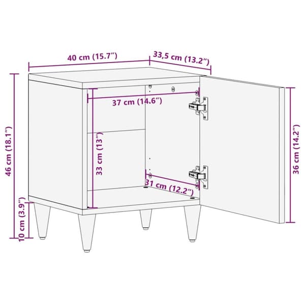 vidaXL Nattbord 2 stk 40x33,5x46 cm heltre mango