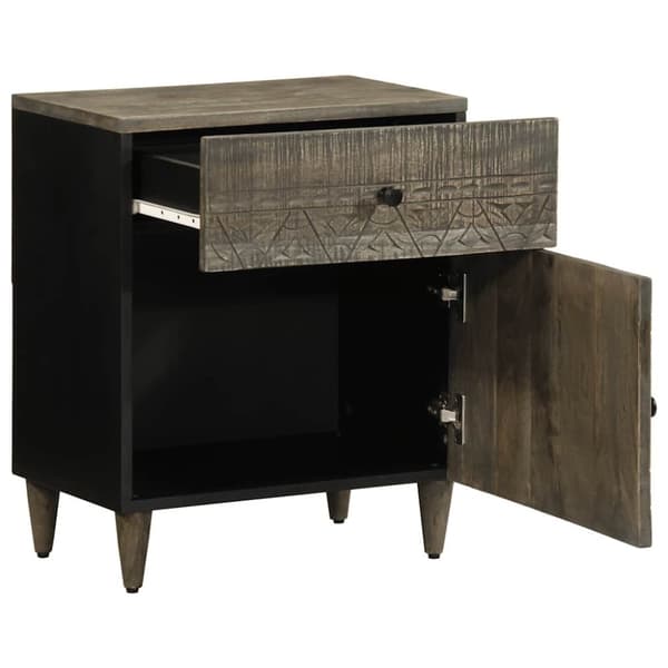 vidaXL Nattbord lysegrå 50x33x60 cm heltre mango