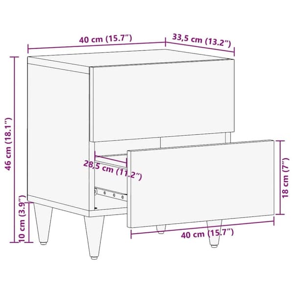 vidaXL Nattbord 40x33,5x46 cm heltre mango