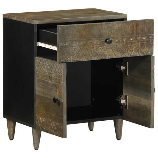 vidaXL Nattbord lysegrå 50x33x60 cm heltre mango