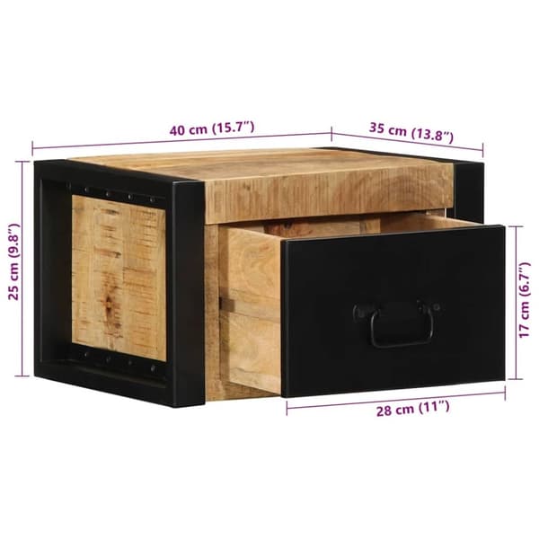 vidaXL Nattbord 2 stk 40x35x25 cm grovt heltre mangotre