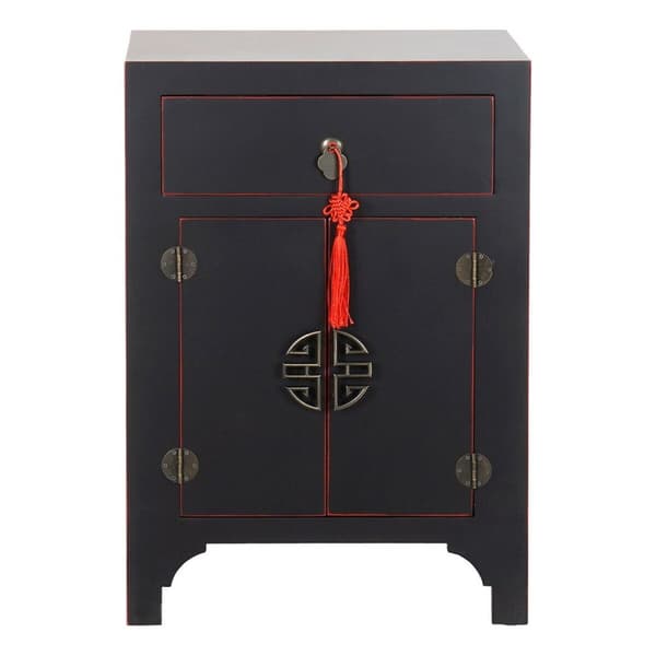 Nattduksbord DKD Home Decor Gran Röd Svart Trä MDF 45 x 34 x 66 cm