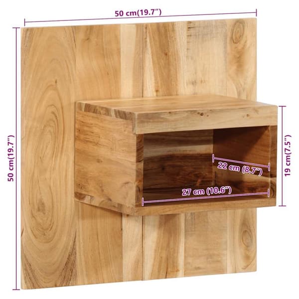 vidaXL Nattbord 50x27x50 cm heltre akasie