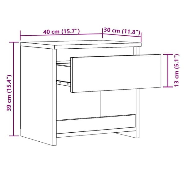 vidaXL Sängbord hantverksmässig ek 40x30x39 cm konstruerat trä