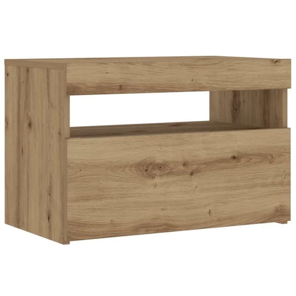 vidaXL yöpöytäkaappi LED-valoilla käsityöläinen tammi 60x35x40 cm
