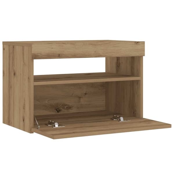 vidaXL yöpöytäkaappi LED-valoilla käsityöläinen tammi 60x35x40 cm