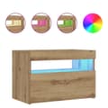 Pikkukuva 1 / 11: vidaXL yöpöytäkaappi LED-valoilla käsityöläinen tammi 60x35x40 cm