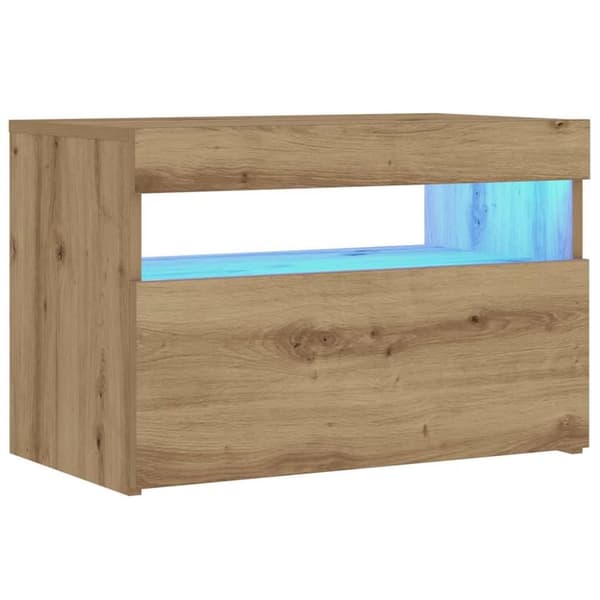 vidaXL Nattbord med LED-lys artisan eik 60x35x40 cm konstruert tre