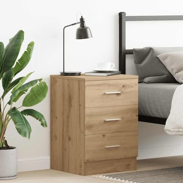 vidaXL Sängbord artisan ek 38x35x55 cm konstruerat trä