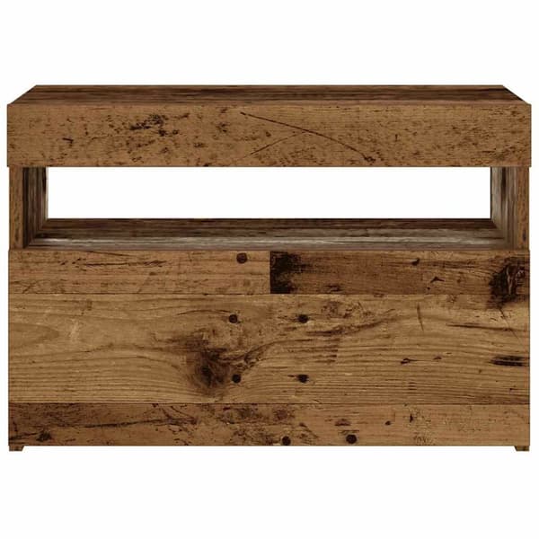 vidaXL sengeskab med LED-lys Gammelt træ 60x35x40 cm Konstrueret træ