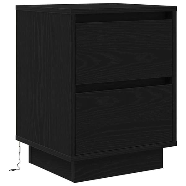vidaXL Nattskap med LED-lys Sort 38x34x50 cm
