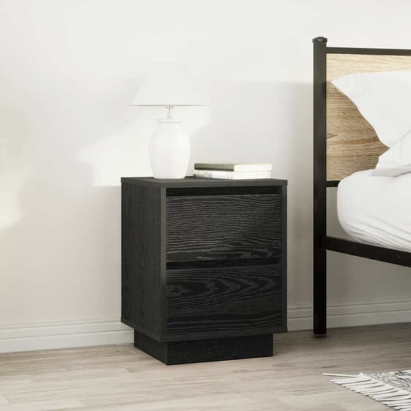 vidaXL Nattskap med LED-lys Sort 38x34x50 cm