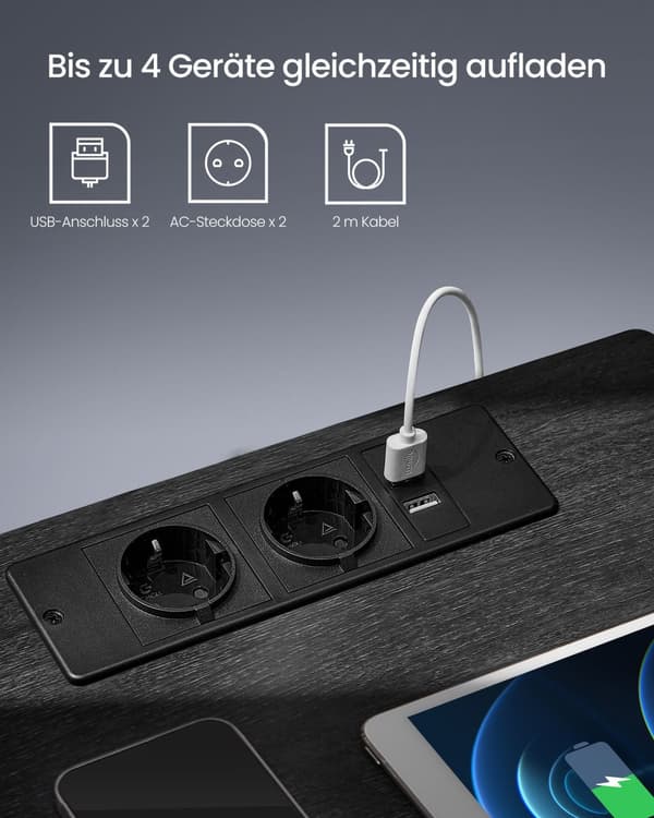 Bed om sengen med LED -belysning moderne aske sort