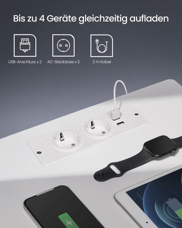 Sengbord med LED -belysning Modern Wolkwit