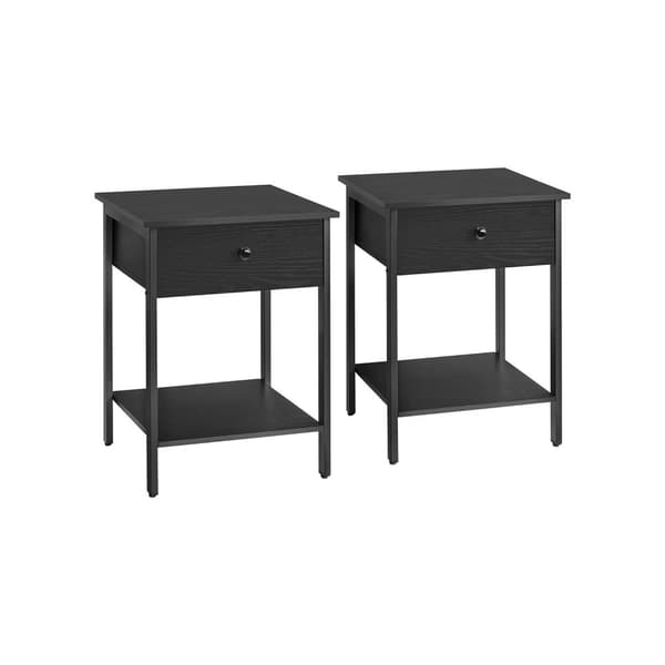 Sæt med 2 natborde - med skuffe og bord - Ebony Black