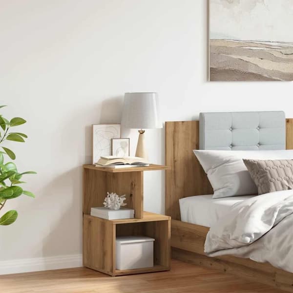 vidaXL Nattbord artisan eik 35x35x55 cm konstruert tre