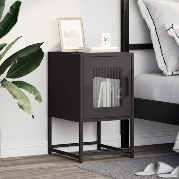vidaXL sengebord 36x39x60,5 cm koldvalset stål sort