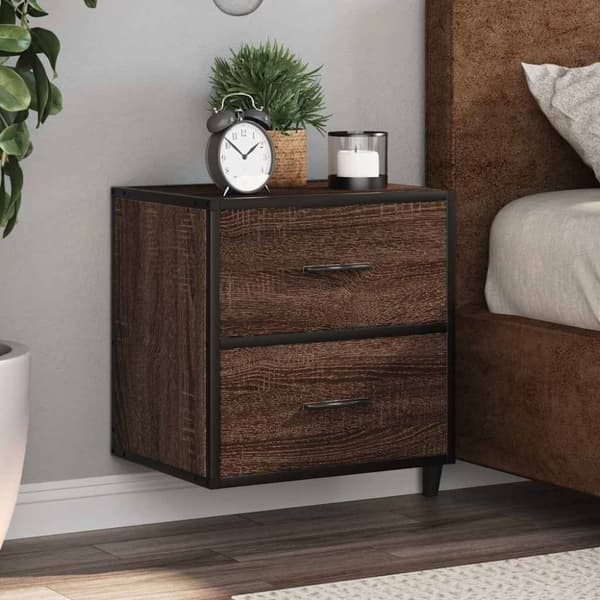 vidaXL væghængt sengebord 40x31x39,5 cm brun egetræsfarve