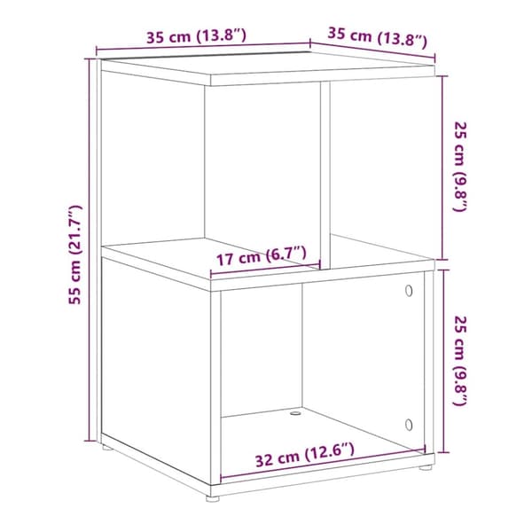 vidaXL Nattbord 2 stk artisan eik 35x35x55 cm konstruert tre