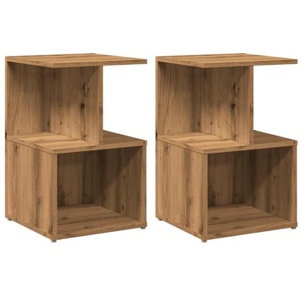 vidaXL Nattbord 2 stk artisan eik 35x35x55 cm konstruert tre