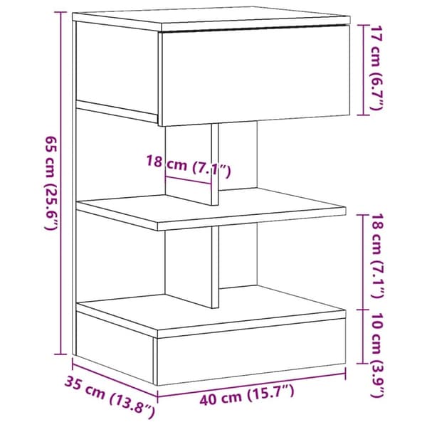 vidaXL Nattbord 2 stk artisan eik 40x35x65 cm konstruert tre