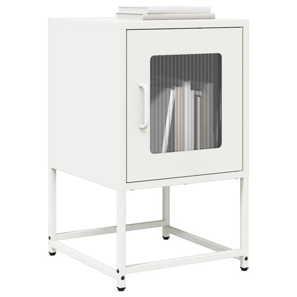vidaXL sengebord 36x39x60,5 cm koldvalset stål hvid