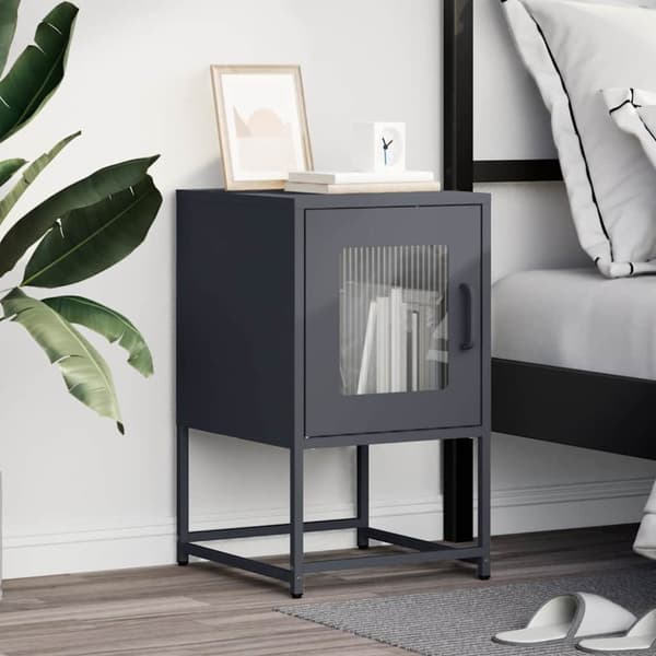 vidaXL sengebord 36x39x60,5 cm koldvalset stål antracitgrå