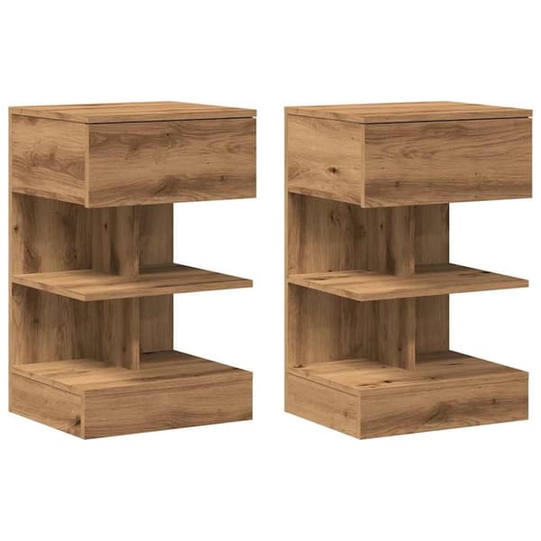 vidaXL Yöpöytäkaapit 2 kpl Artisan Oak 40x35x65 cm Engineered Wood