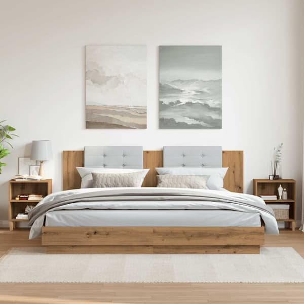 vidaXL sengeborde 2 stk. 40x30x50 cm konstrueret træ egetræ