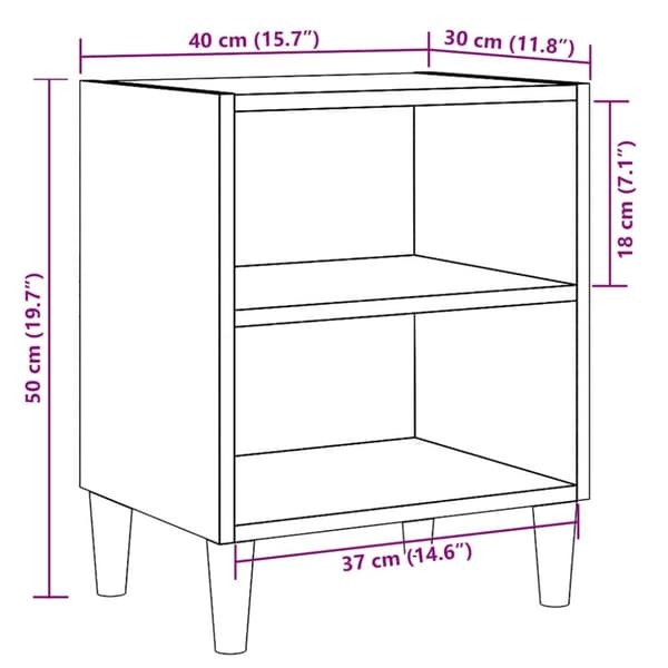 vidaXL sengeborde 2 stk. 40x30x50 cm konstrueret træ egetræ