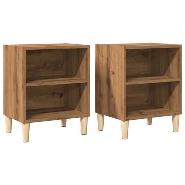 vidaXL sengeborde 2 stk. 40x30x50 cm konstrueret træ egetræ