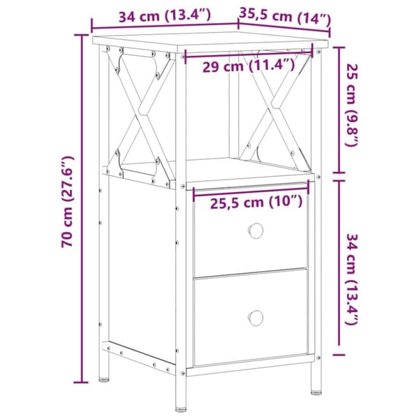 vidaXL sengebord 34x35,5x70 cm konstrueret træ antikt trælook