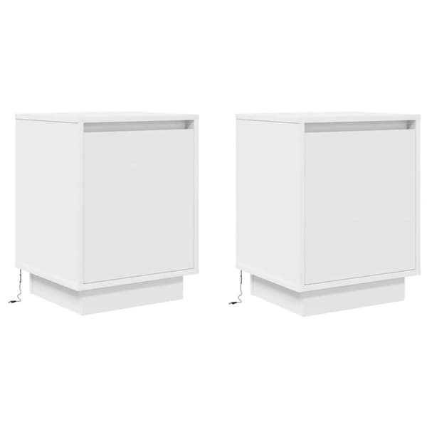 vidaXL Yöpöytäkaapit LED-valoilla 2 kpl Valkoinen 38x34x50 cm