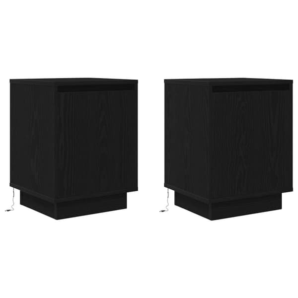 vidaXL Nattskap med LED-lys 2 stk svart 38x34x50 cm