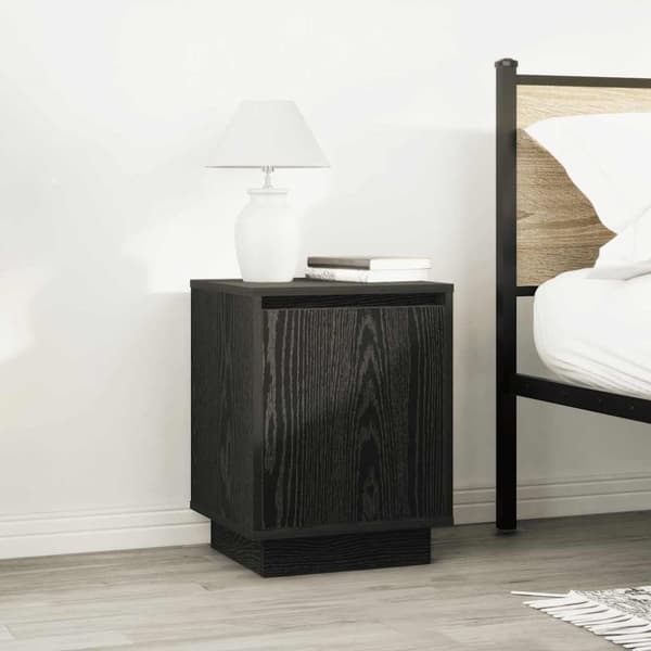 vidaXL Nattskap med LED-lys 2 stk svart 38x34x50 cm