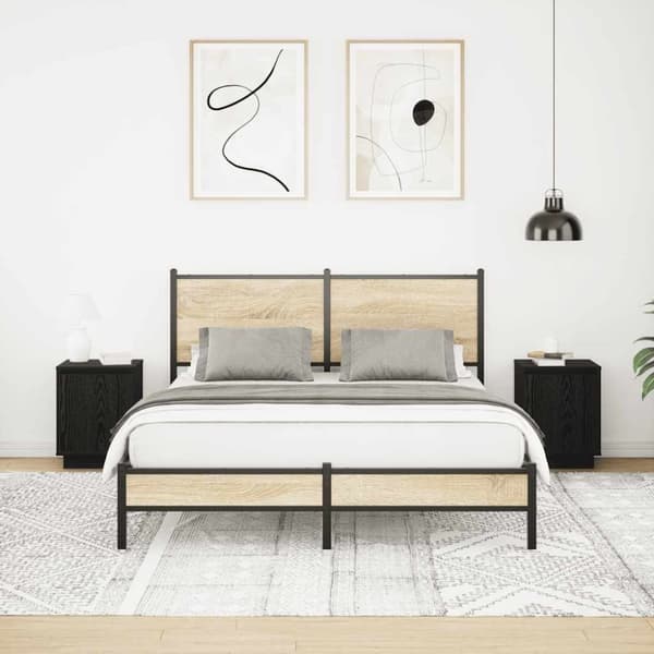 vidaXL Nattskap med LED-lys 2 stk svart 38x34x50 cm