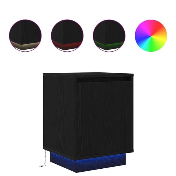 vidaXL Nattskap med LED-lys 2 stk svart 38x34x50 cm