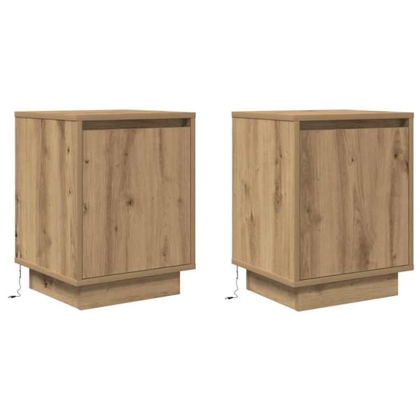vidaXL Nattbord med LED 2 stk artisan eik 38x34x50 cm